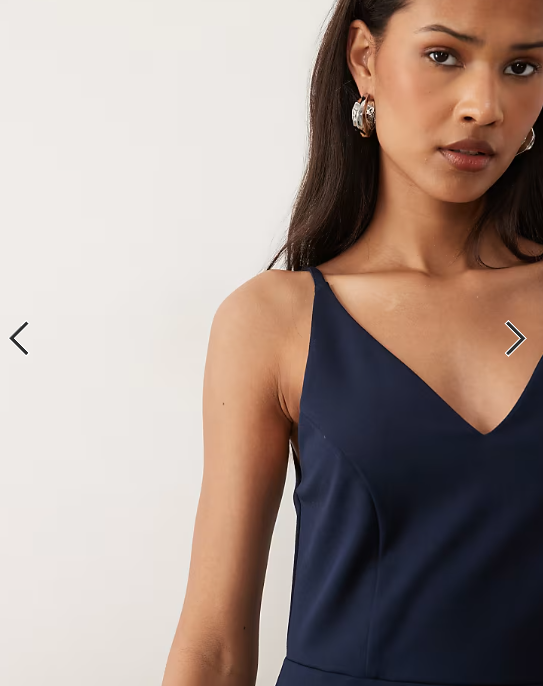 Vila deep v neck maxi dress with leg split in navy