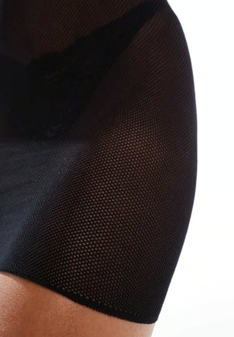 Ann Summers Glisten Sheer mesh high neck racer Black