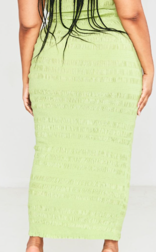 Plus Green Textured Sheer Maxi Skirt