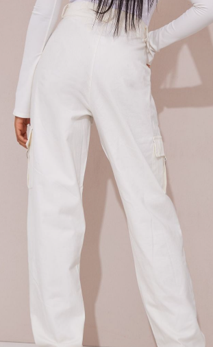 Tall Cream Tailored Wide Leg Cargo Pants