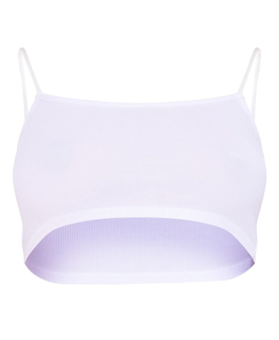 White Basic Rib Strappy Cami Crop Top