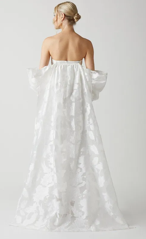 Removable Cape Jacquard Organza Wedding Dress