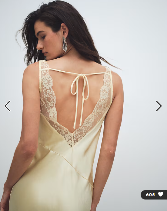 4th & Reckless satin cowl neck lace back maxi dress in lemon