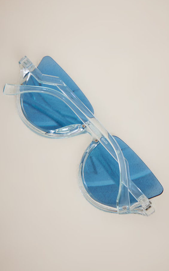 Blue Crystal Under Frame Cat Eye Sunglasses