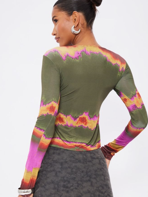 Pink Slinky Printed Long Sleeve High Neck Top