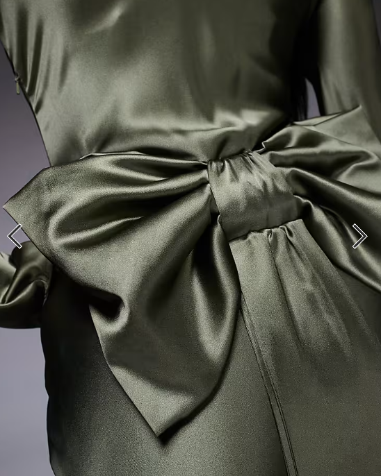 Daska satin maxi dress with exaggerated bow back in khaki