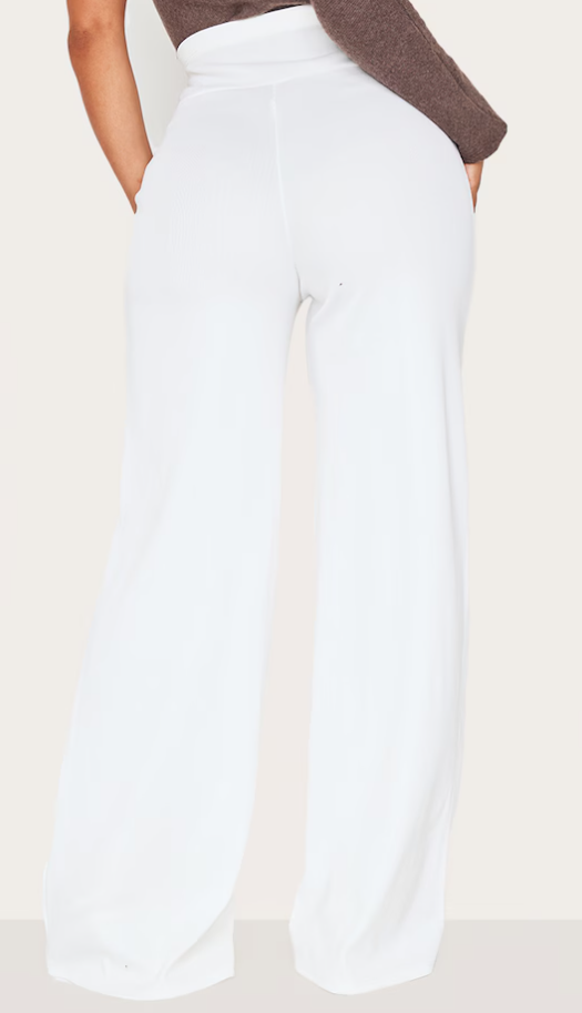 Shape White Bandage Extreme High Waist Wide Leg Trousers