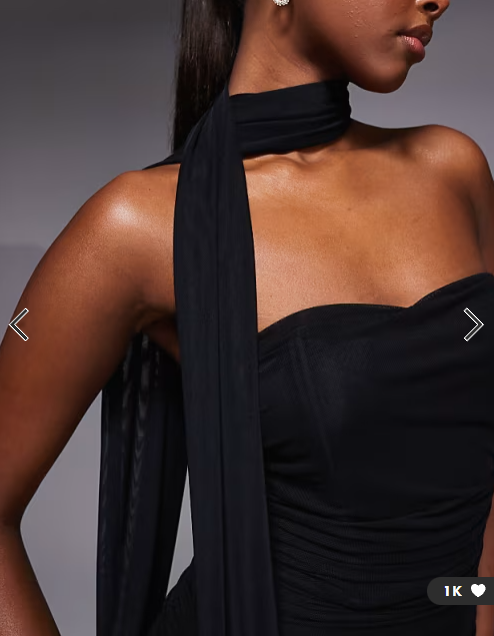 TFNC bandeau maxi dress with full sheer skirt and scarf detail in black