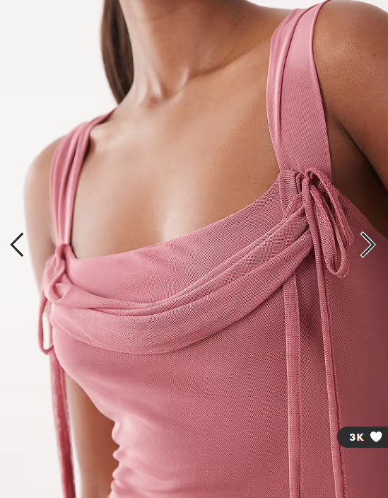 ASOS DESIGN square neck cowl maxi dress with tie neck detail in rose pink