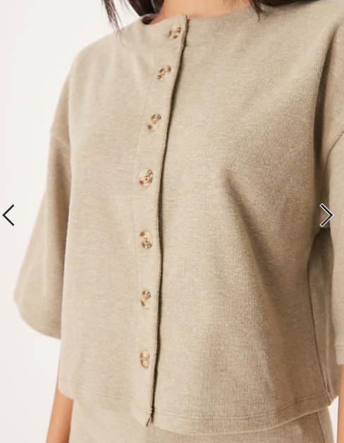 ASOS DESIGN Supersoft short sleeve cardigan in taupe marl - BEIGE
