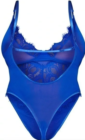 Plus cobalt lace stripe cup detail body