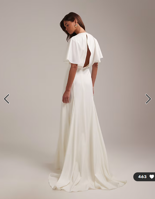 ASOS DESIGN Bridal cape sleeve godet maxi dress in ivory