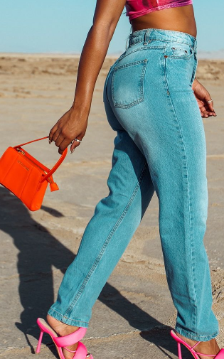 Shape Mid Blue Wash High Waist Mom Jeans