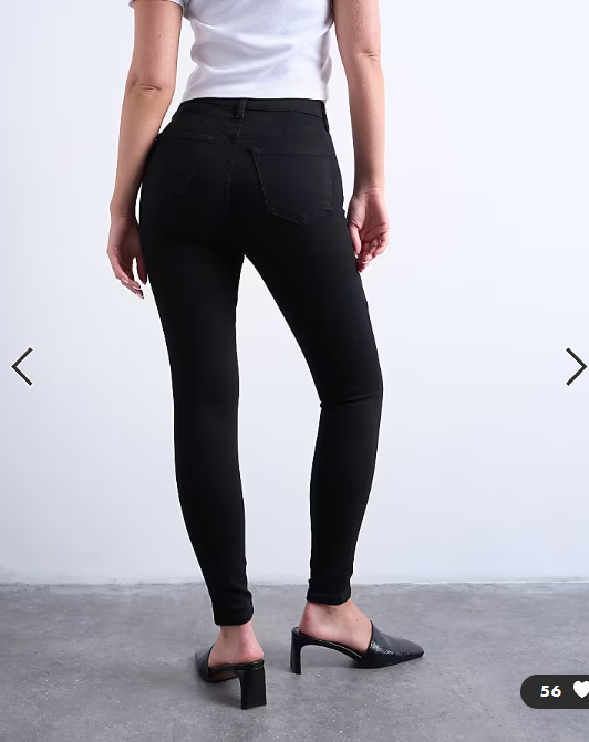 Topshop Hourglass Jamie high rise skinny jean in black