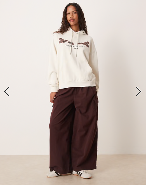 ASOS DESIGN unisex relaxed hoodie with Wicked print in Ecru