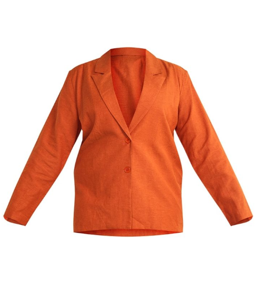 Plt - Plus Rust Linen Oversized Blazer