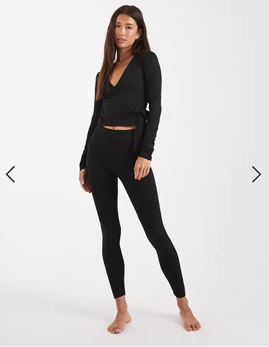 Miss Selfridge sculpted wrap top in black