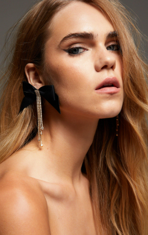 Bow Diamante Tassel Earrings