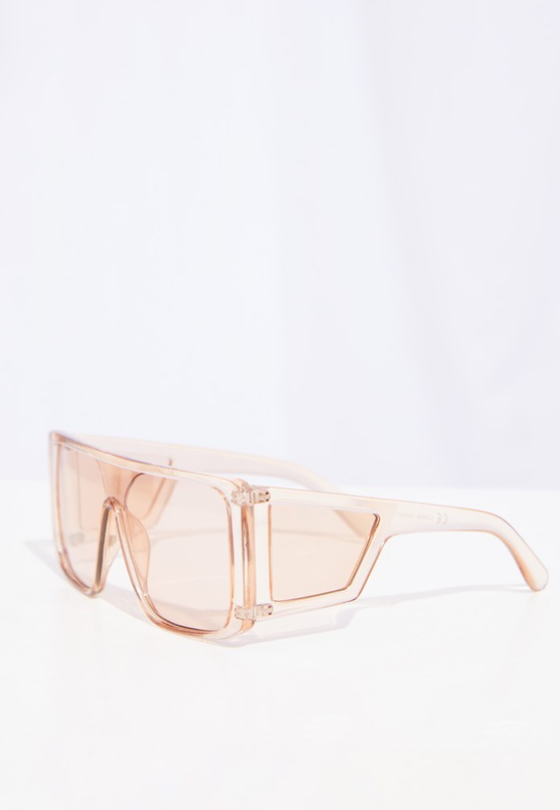 Brown Oversized Triple Lens Square Frame Sunglasses