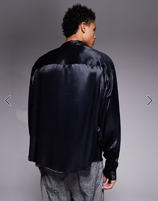 Asos - oversized satin shirt black