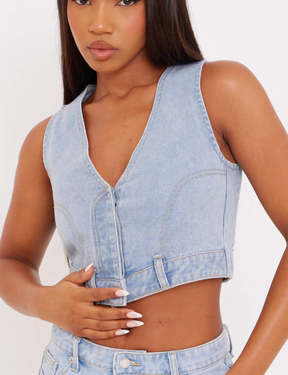 Light Blue Upside Down Jean Denim Vest