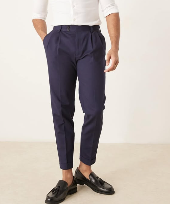 Asos - Smart tapered cotton chino trouser - navy