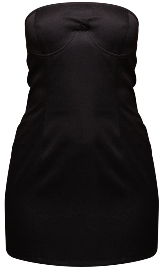 Black Woven Bandeau Under Bust Detail Bodycon Dress
