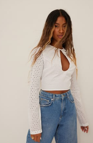 Tie Front Anglaise Blouse