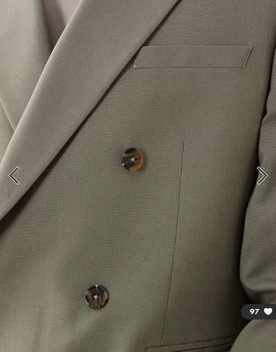 ASOS DESIGN double breasted regular suit jacket in sage green