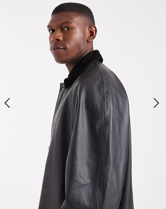 ASOS DESIGN mid length coach jacket in real leather in black