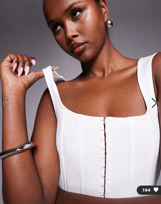 ASOS DESIGN corset top with eyelet front in ivory