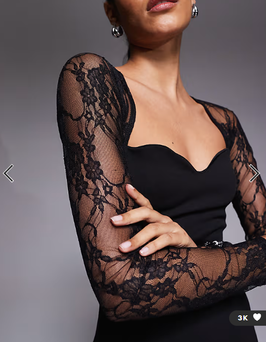 ASOS DESIGN cutaway lace long sleeve midi dress in black