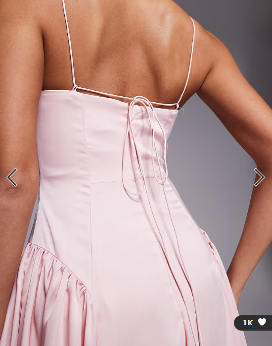 ASOS DESIGN Bridesmaids drop waist tie detail cami midaxi dress in pink
