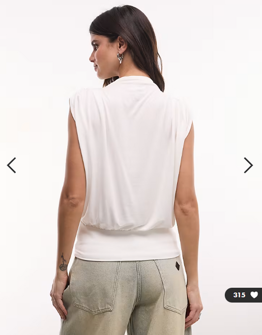 ASOS DESIGN Draped sleeveless top in ecru