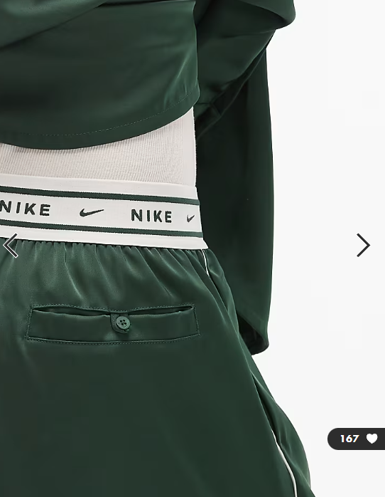 Nike satin wide leg trousers with waistband detail in dark green