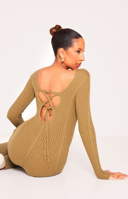 Maternity Olive Back Lace Up Detail Jumpsuit