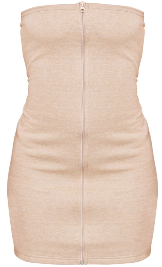 Plt - Sand Sweater Zip Up Bandeau Bodycon Dress