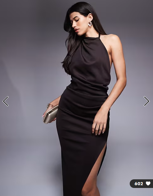 Asos - one shoulder midi dress in chocolate scuba