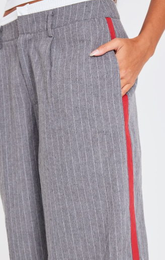 Charcoal Tailored Woven Side Stripe Boxer Detail Wide Leg Trousers