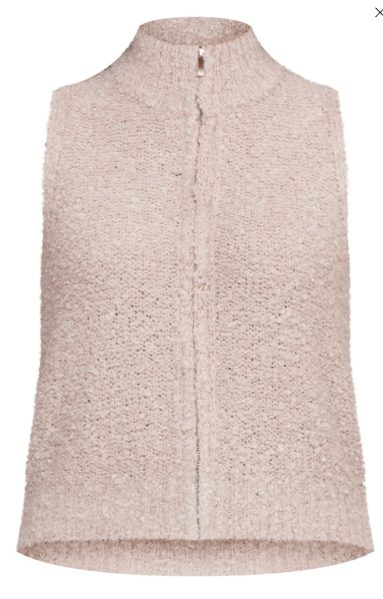 Plt - Oatmeal Textured Bobble Knit Zip Up Vest