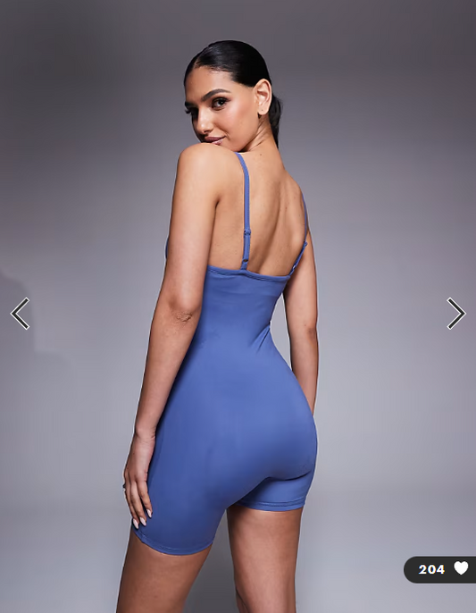 4505 soft touch strappy romper with inner bra in china blue
