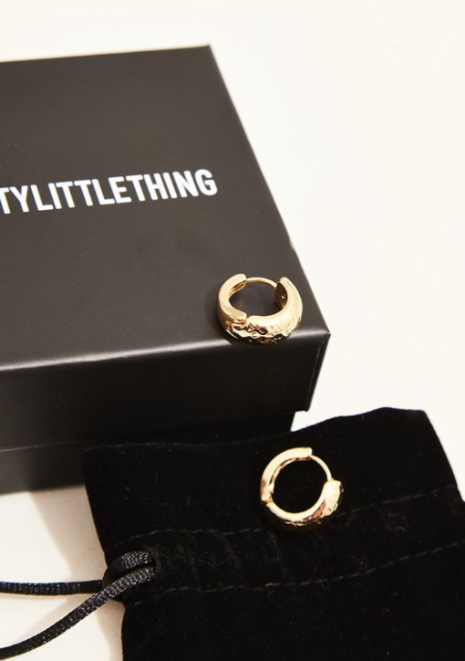 Real Gold Plated Hammered Small Hoop Earrings