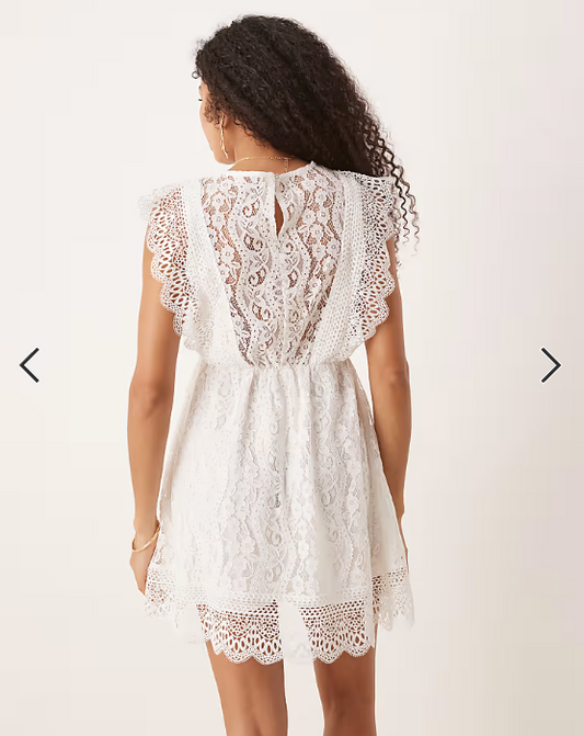 Gina Tricot lace mini summer dress in white