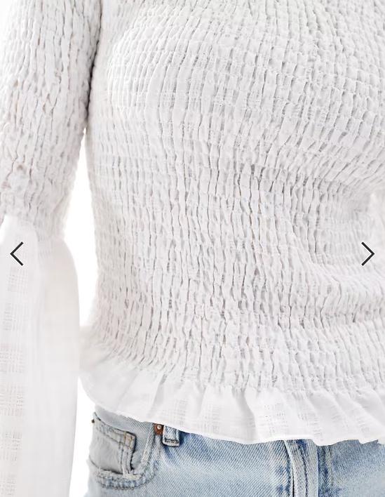 ASOS DESIGN shirred top with angel sleeves in white