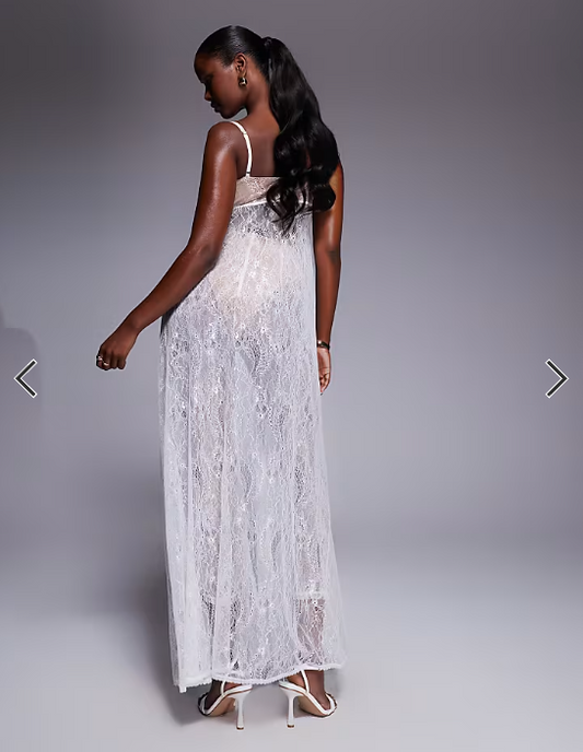 The Dolls House Circa Cieran tie front lace maxi top in ivory - part of a set