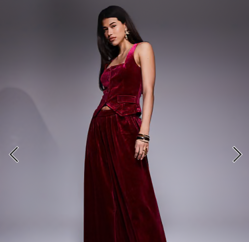 ASOS LUXE velvet waistcoat co-ord in pink
