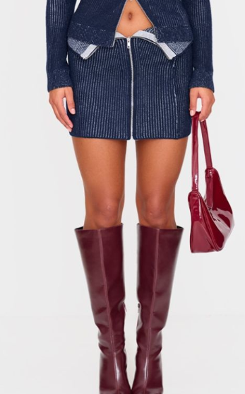 Plt - Indigo Two Tone Foldover Micro Mini Skirt