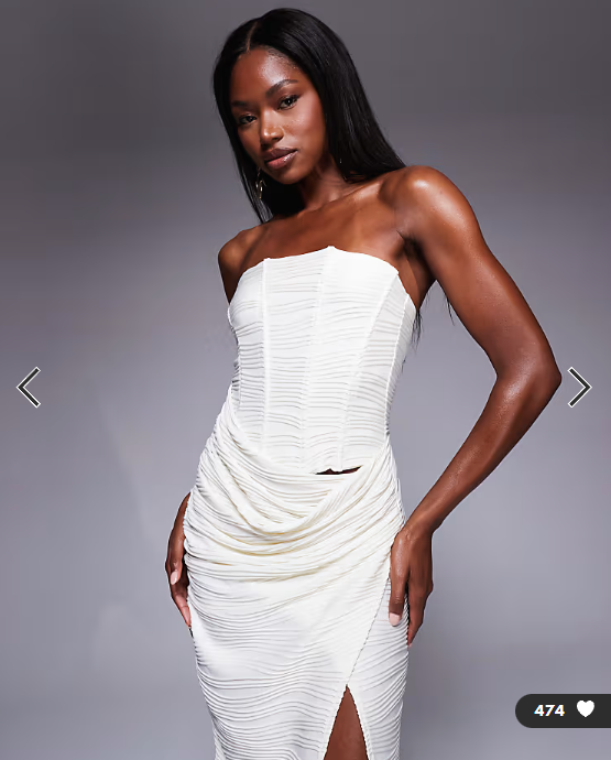 ASOS DESIGN textured bandeau sarong maxi dress in cream
