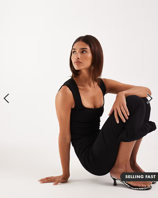 ASOS DESIGN co-ord ponte round neck top in black