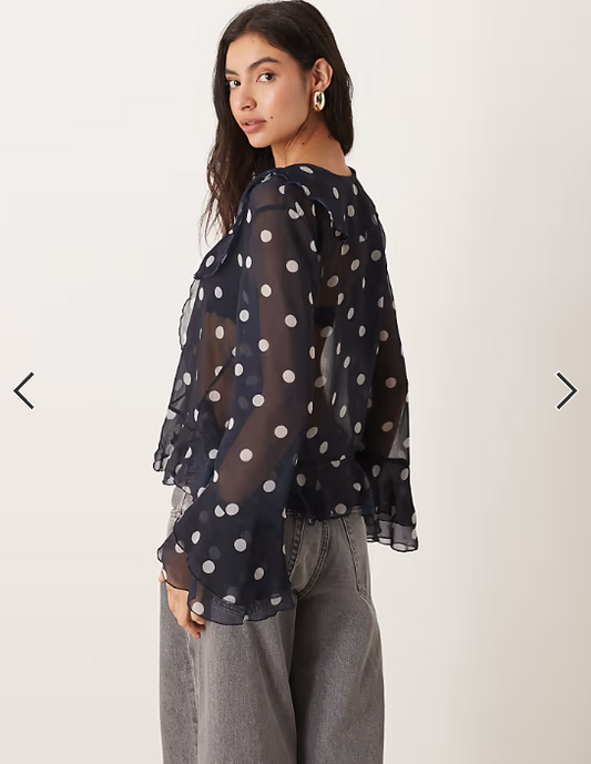ASOS DESIGN sheer ruffle detail blouse